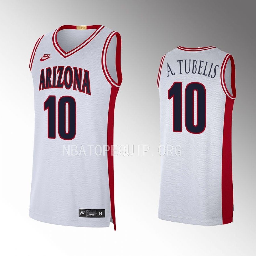 Arizona Wildcats Azuolas Tubelis Jersey Limited White 2022 Maui Invitational Champs Uniform