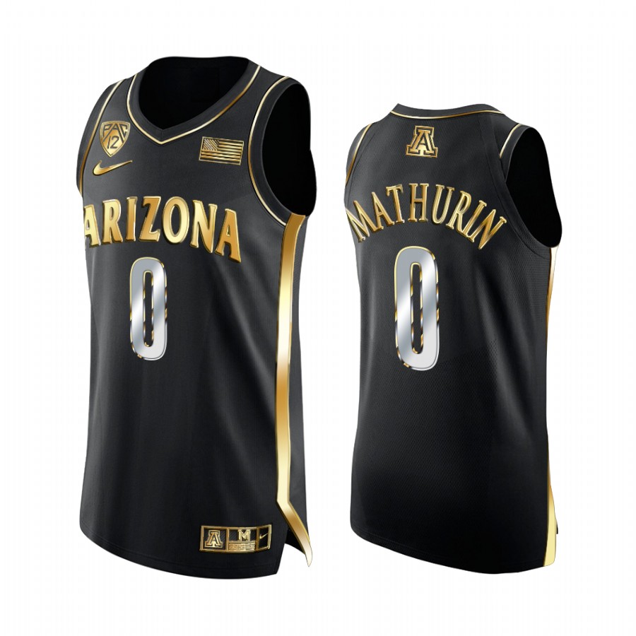 Arizona Wildcats Bennedict Mathurin Jersey 2021-22 Regular Season Pac-12 Champs Black Golden Uniform
