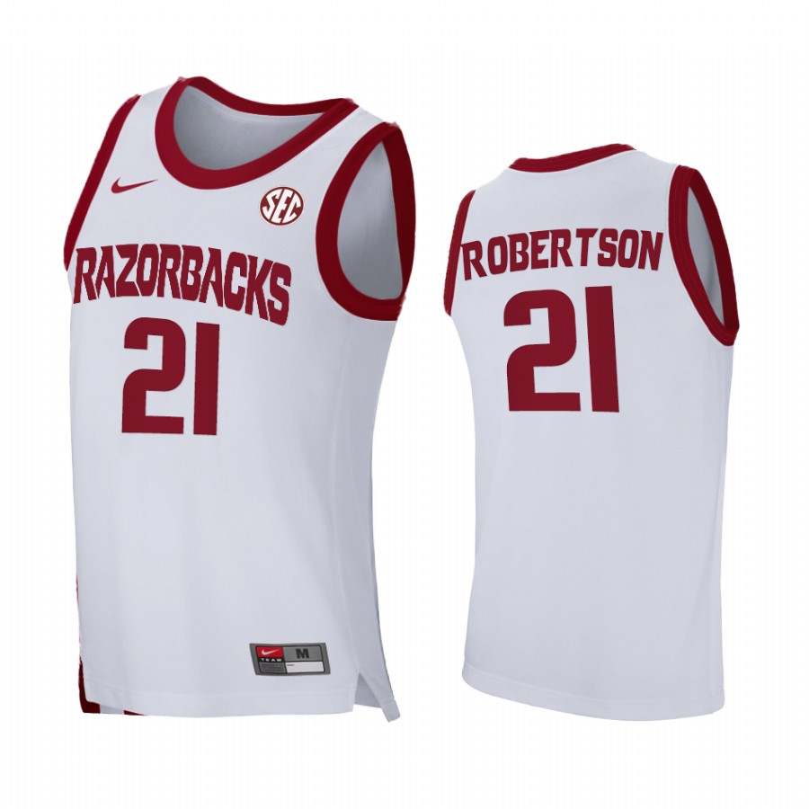 Arkansas Razorbacks Alvin Robertson Jersey Home White 2021 March Madness