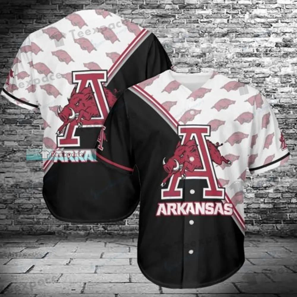 Arkansas Razorbacks Blur Logo Letter Pattern Baseball Jersey