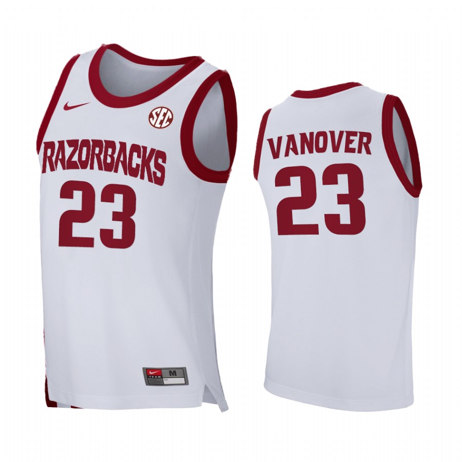 Arkansas Razorbacks Connor Vanover Jersey Home White 2021 March Madness