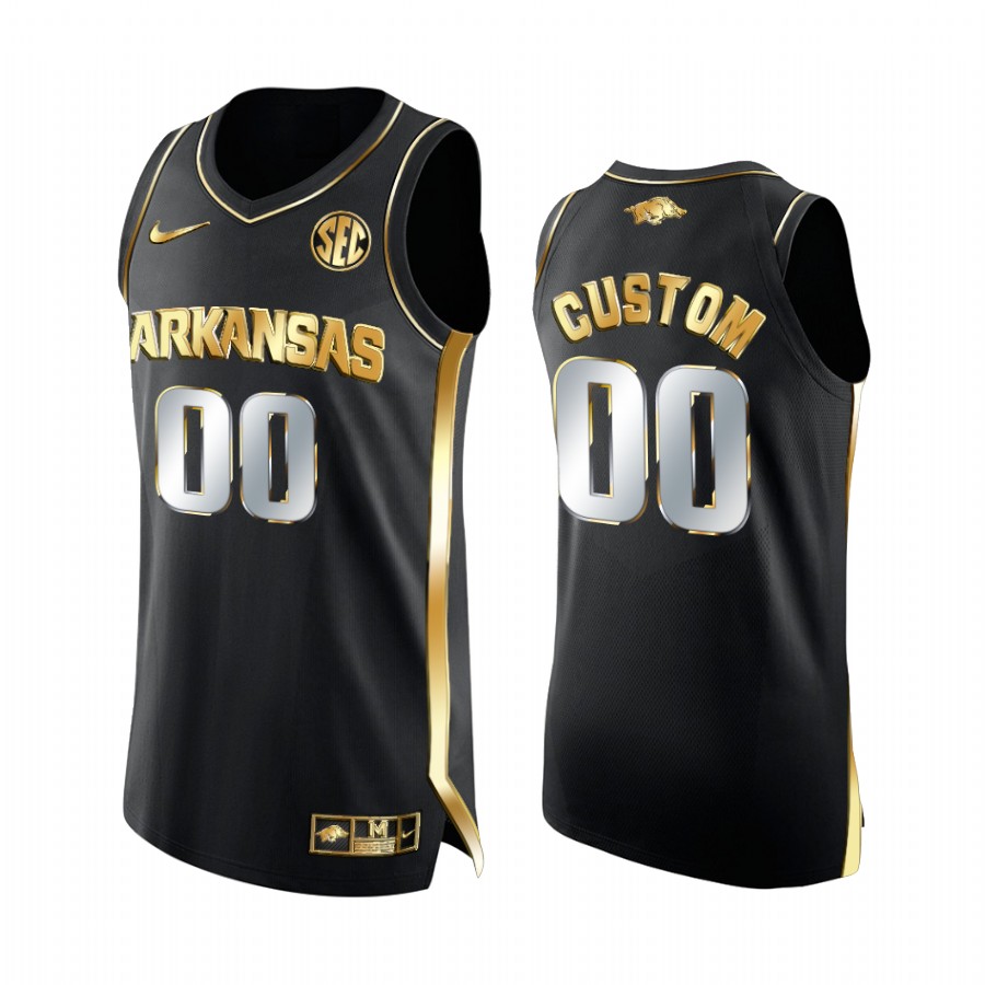 Arkansas Razorbacks Custom 2021 March Madness Jersey Black Golden