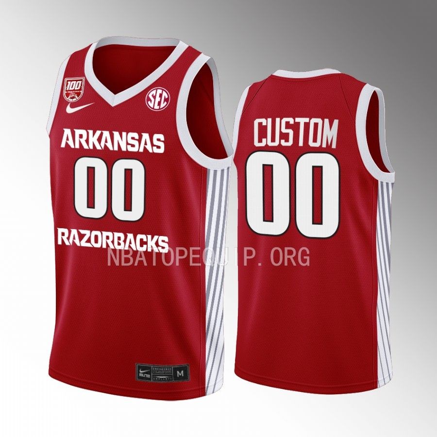 Arkansas Razorbacks Custom Jersey 2022-23 College Red 100 Season Uniform