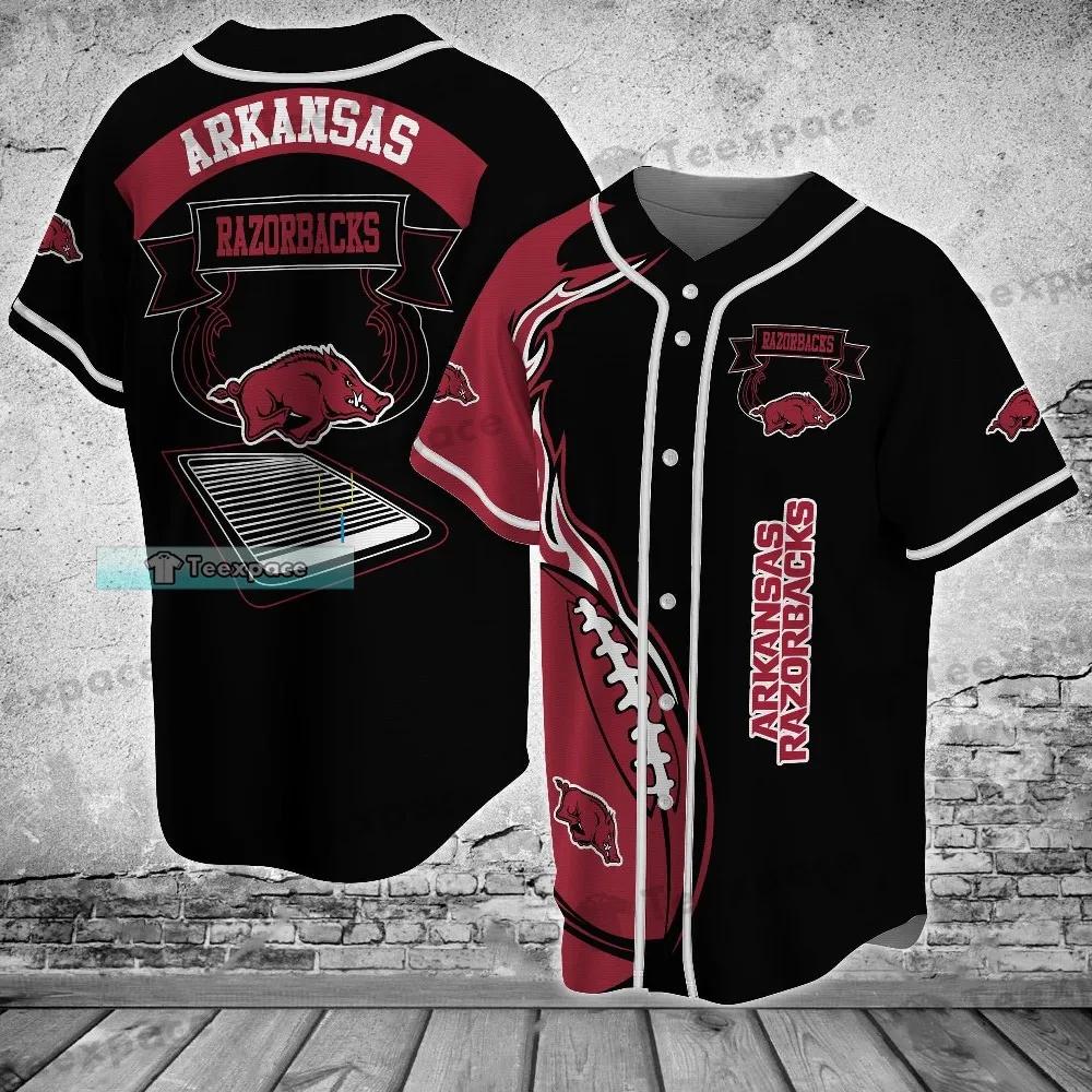 Arkansas Razorbacks Flame Rugby Ball Baseball Jersey