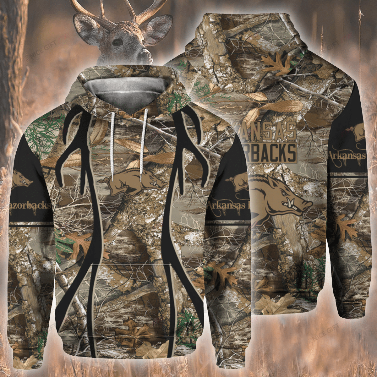 Arkansas Razorbacks Hunting 3D Hoodie Gift For Fans
