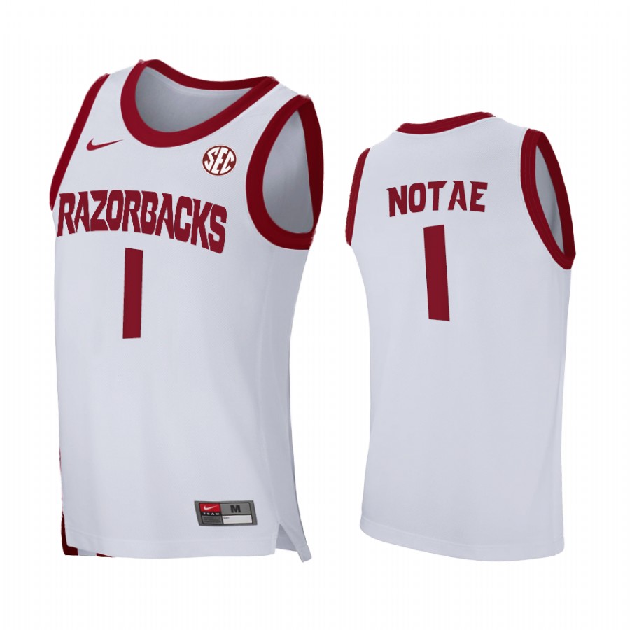 Arkansas Razorbacks JD Notae Jersey Home White 2021 March Madness