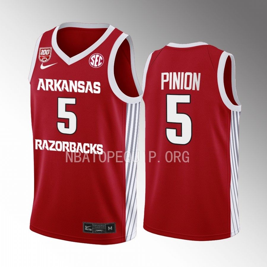Arkansas Razorbacks Joseph Pinion Jersey 2022-23 College Red 100 Season Uniform