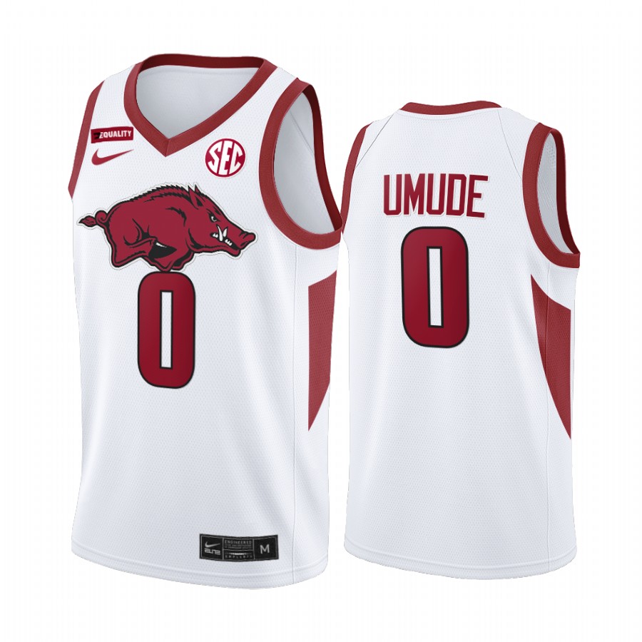 Arkansas Razorbacks Stanley Umude Jersey 2022 College White Equality Uniform
