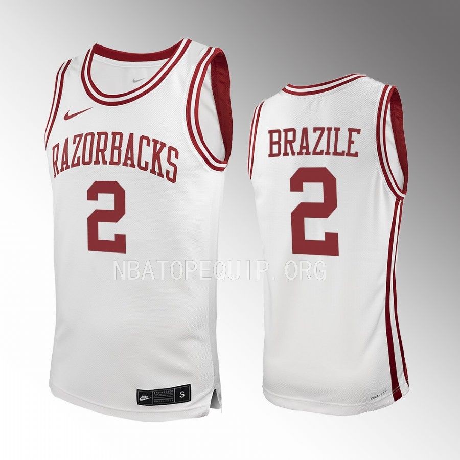 Arkansas Razorbacks Trevon Brazile Jersey 2022-23 College White Uniform