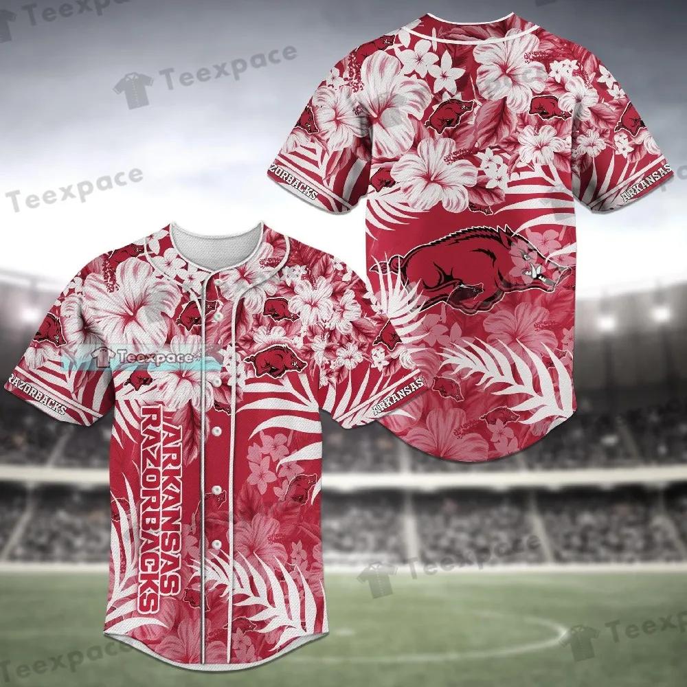 Arkansas Razorbacks Tropical Flower Baseball Jersey New folder