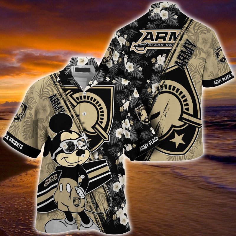 Army Black Knights NCAA Summer Hawaiian Shirt Mickey And Floral Pattern