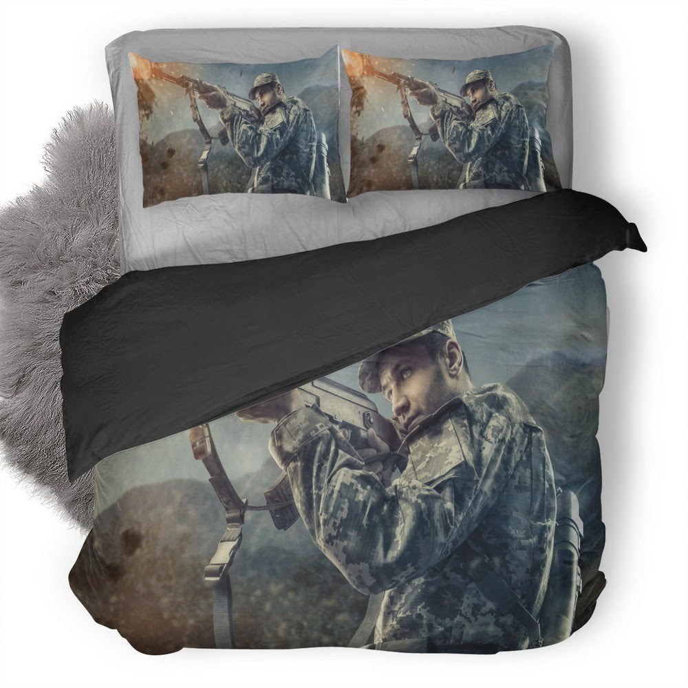 Army Man With Gun 3D Customized Duvet Cover Bedding Set