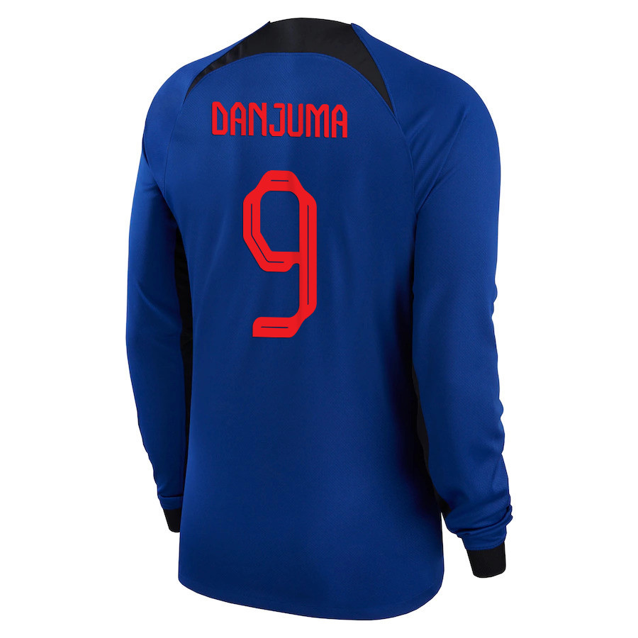 Arnaut Danjuma 9 Netherlands National Team 2022-23 Qatar World Cup Away Long Sleeve Soccer Jersey, Men