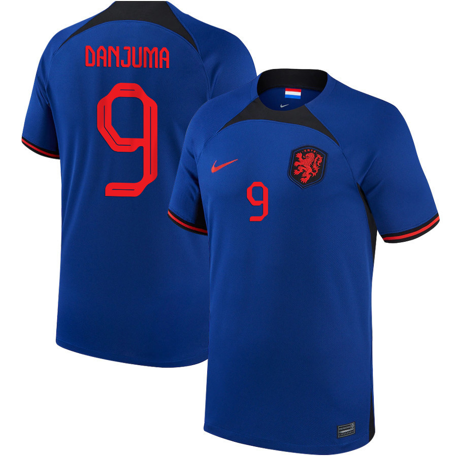 Arnaut Danjuma 9 Netherlands National Team 2022-23 Qatar World Cup Away Men Soccer Jersey