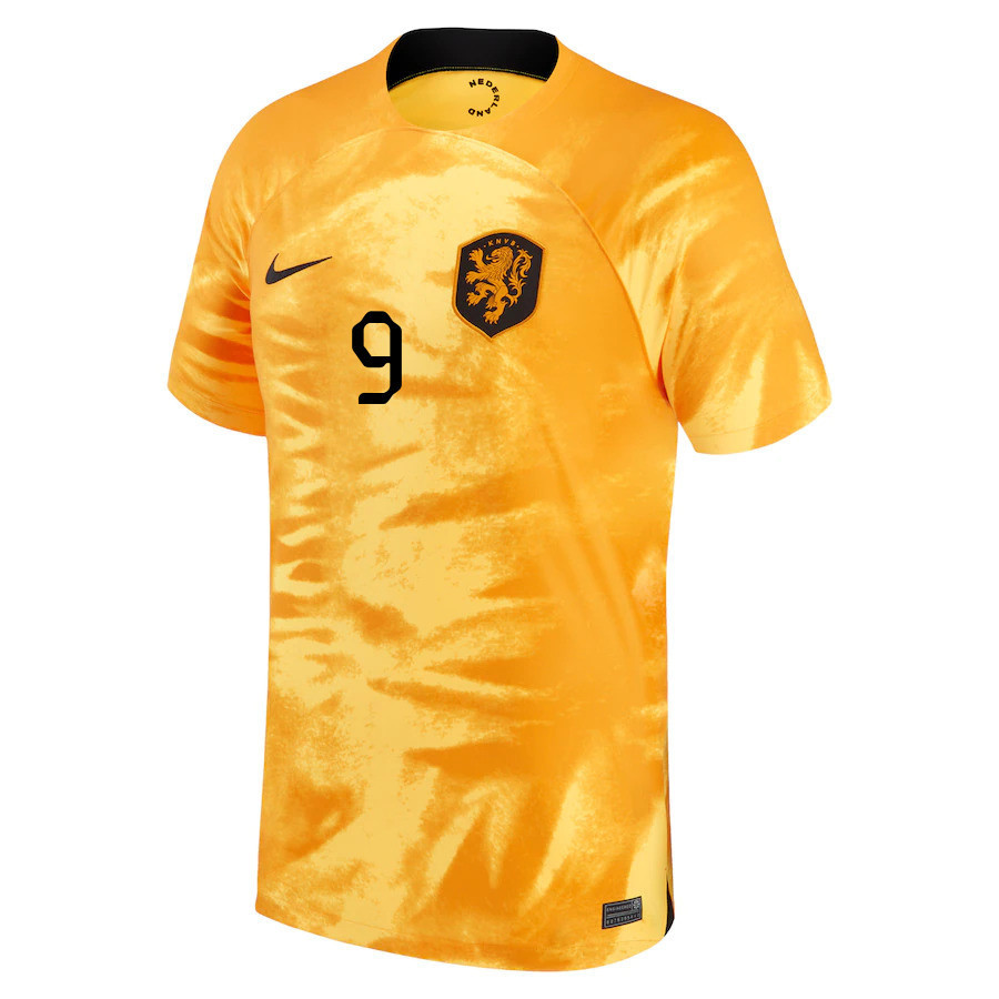 Arnaut Danjuma 9 Netherlands National Team 2022-23 Qatar World Cup Home Soccer Jersey –