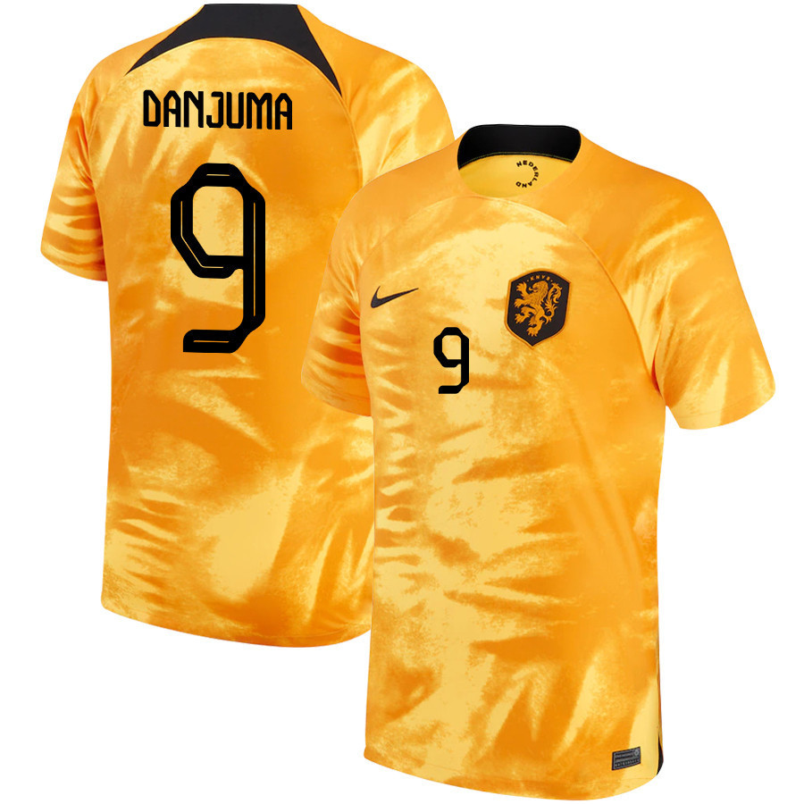 Arnaut Danjuma 9 Netherlands National Team 2022-23 Qatar World Cup Home Soccer Jersey –