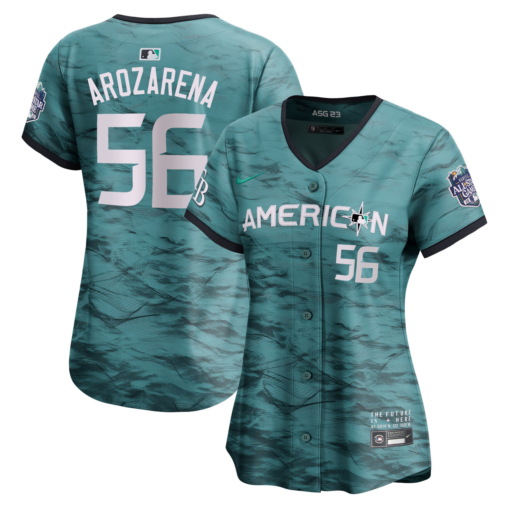 Arozarena Women's Seattle Mariners American League 2023 All-Star Game Teal Royal Jersey - All Stitched