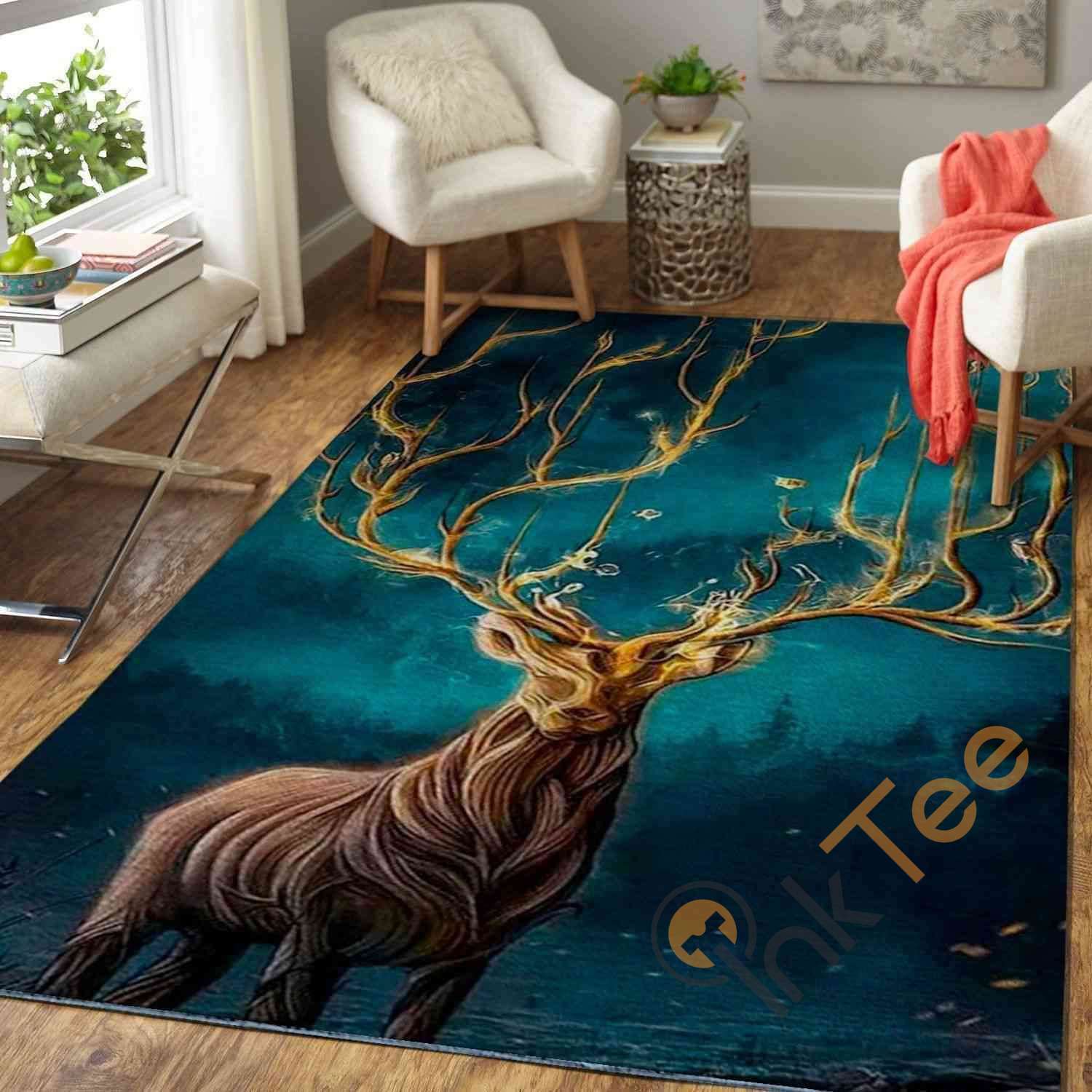 Art Of Deer Area Rectangle Rug