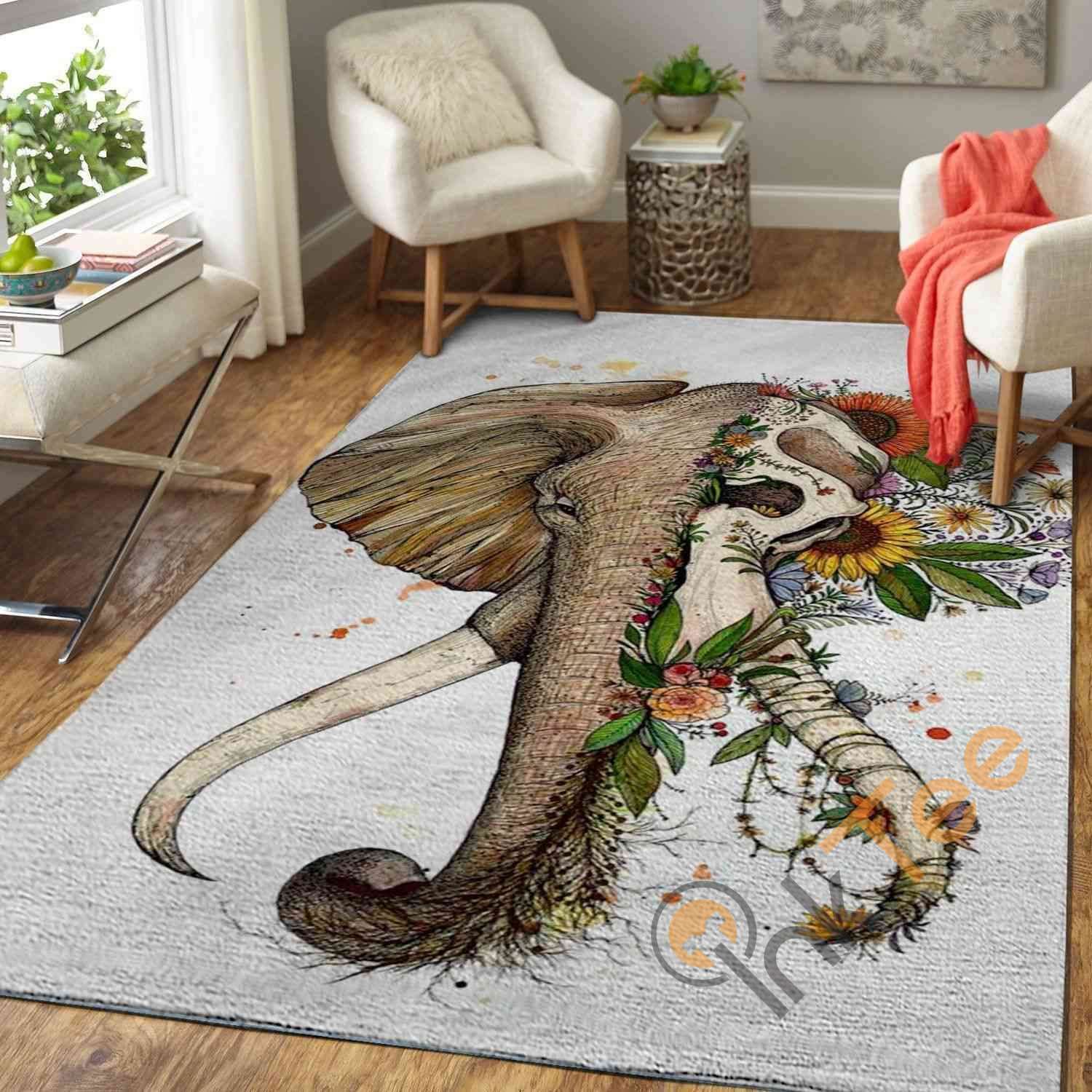 Art Of Elephant Area Rectangle Rug