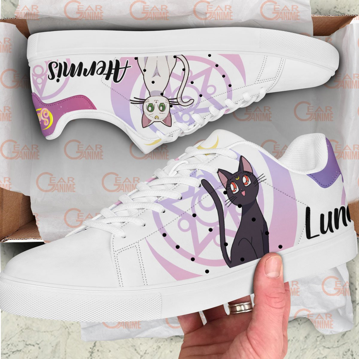 Artemis And Luna Skate Sneakers Custom Sailor Anime Shoes
