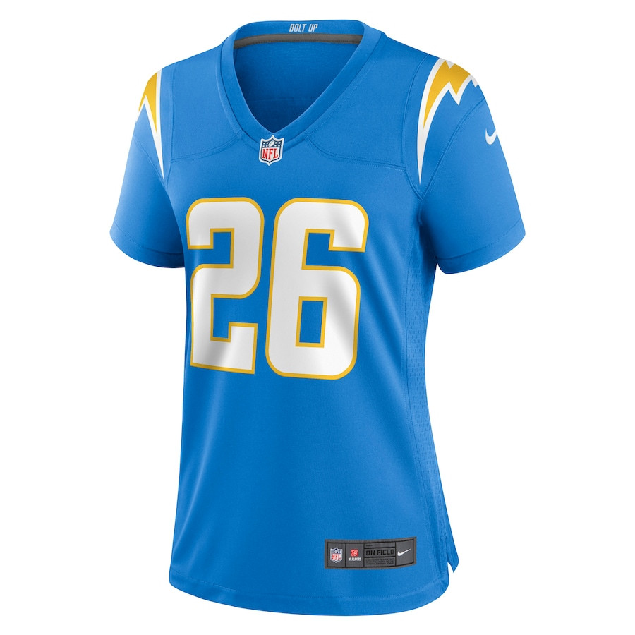 Asante Samuel Jr. 26 Los Angeles Chargers Women’s Game Player Stitched Jersey – Powder Blue