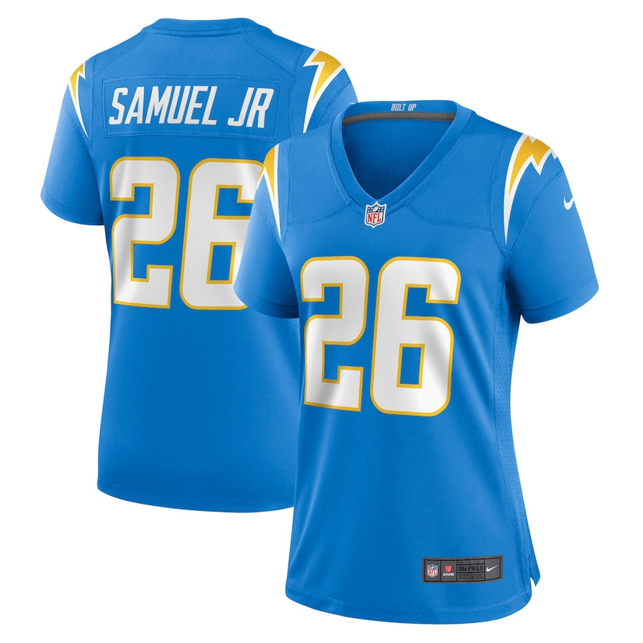 Asante Samuel Jr. 26 Los Angeles Chargers Women’s Game Player Stitched Jersey – Powder Blue