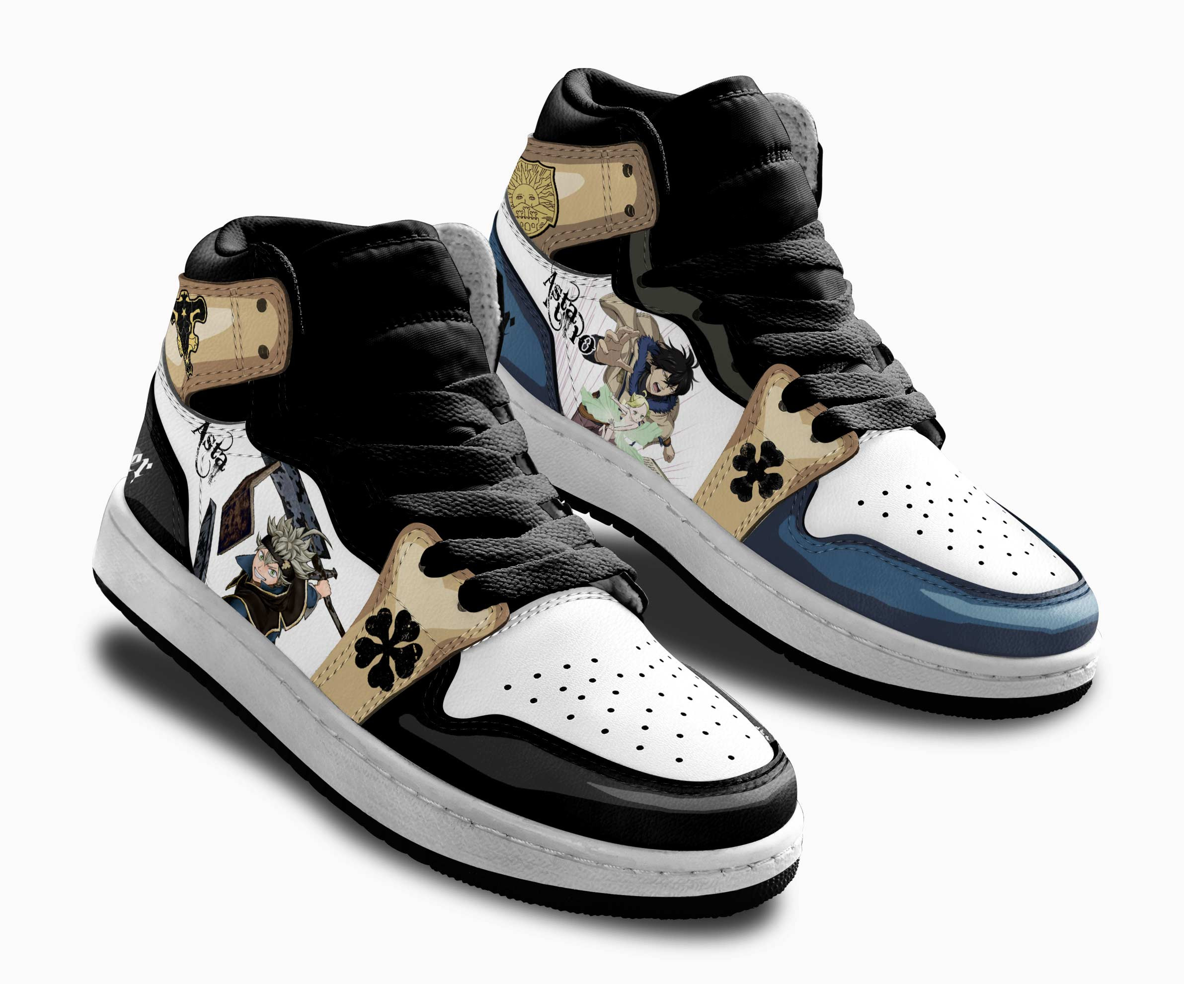 Asta and Yuno Grinberryall Kids Sneakers Custom Black Clover Anime Shoes For Kids