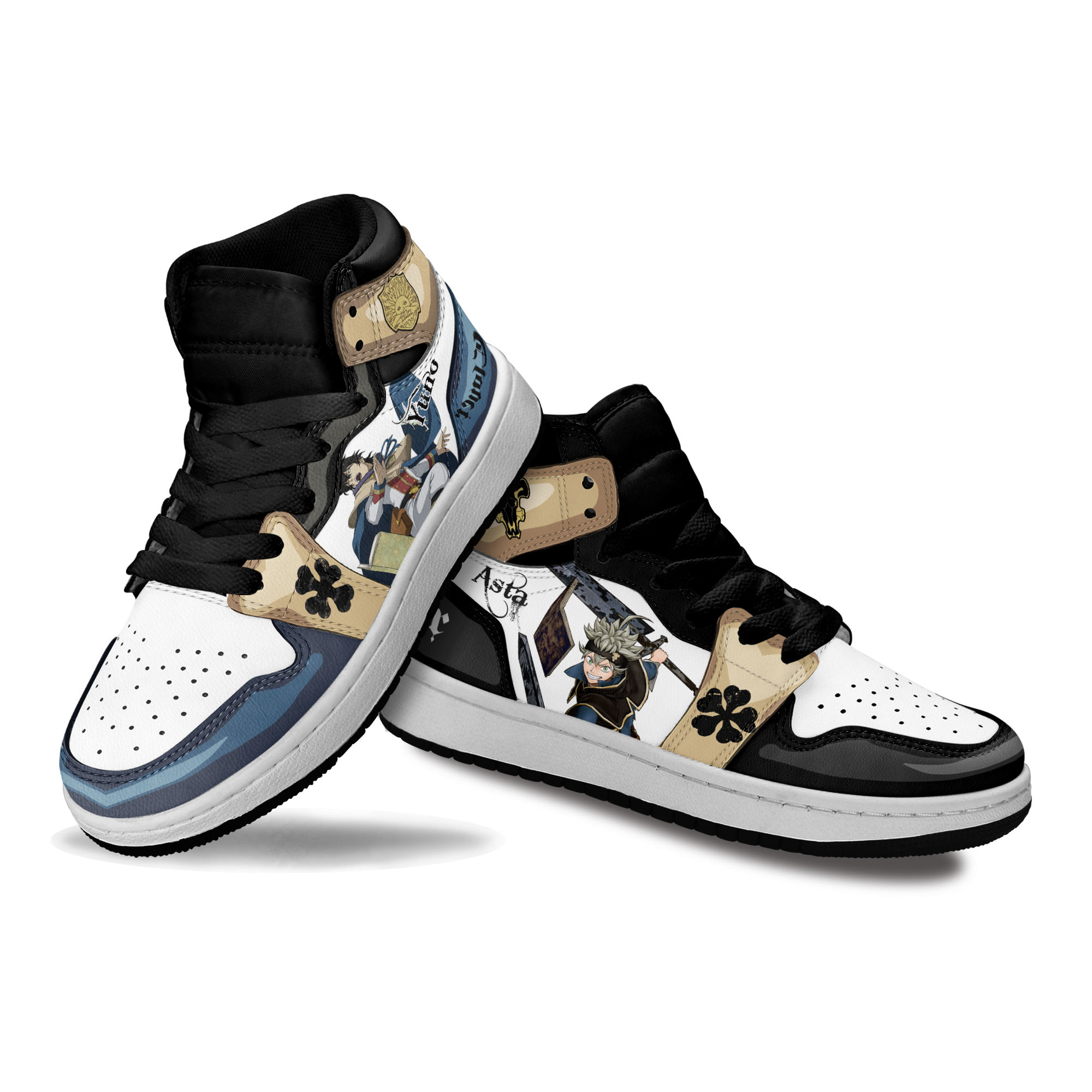 Asta and Yuno Grinberryall Kids Sneakers Custom Black Clover Anime Shoes For Kids