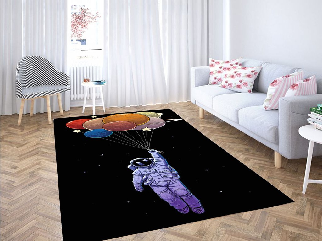 Astronaut Balloon Wallpaper Living Room Modern Carpet Rectangle Rug