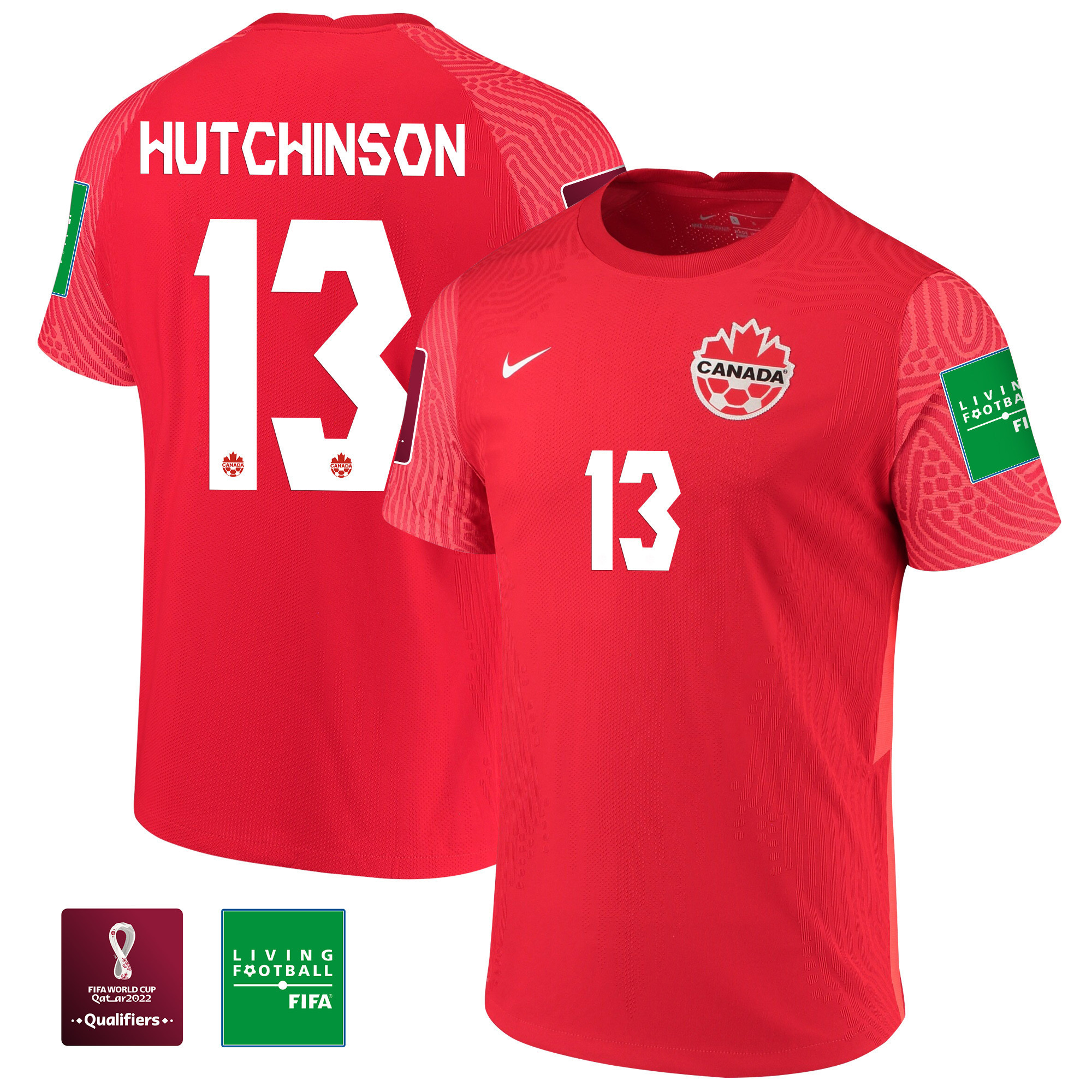 Atiba Hutchinson 13 Canada National Team FIFA World Cup Qatar 2022 Patch – Home Men Soccer Jersey