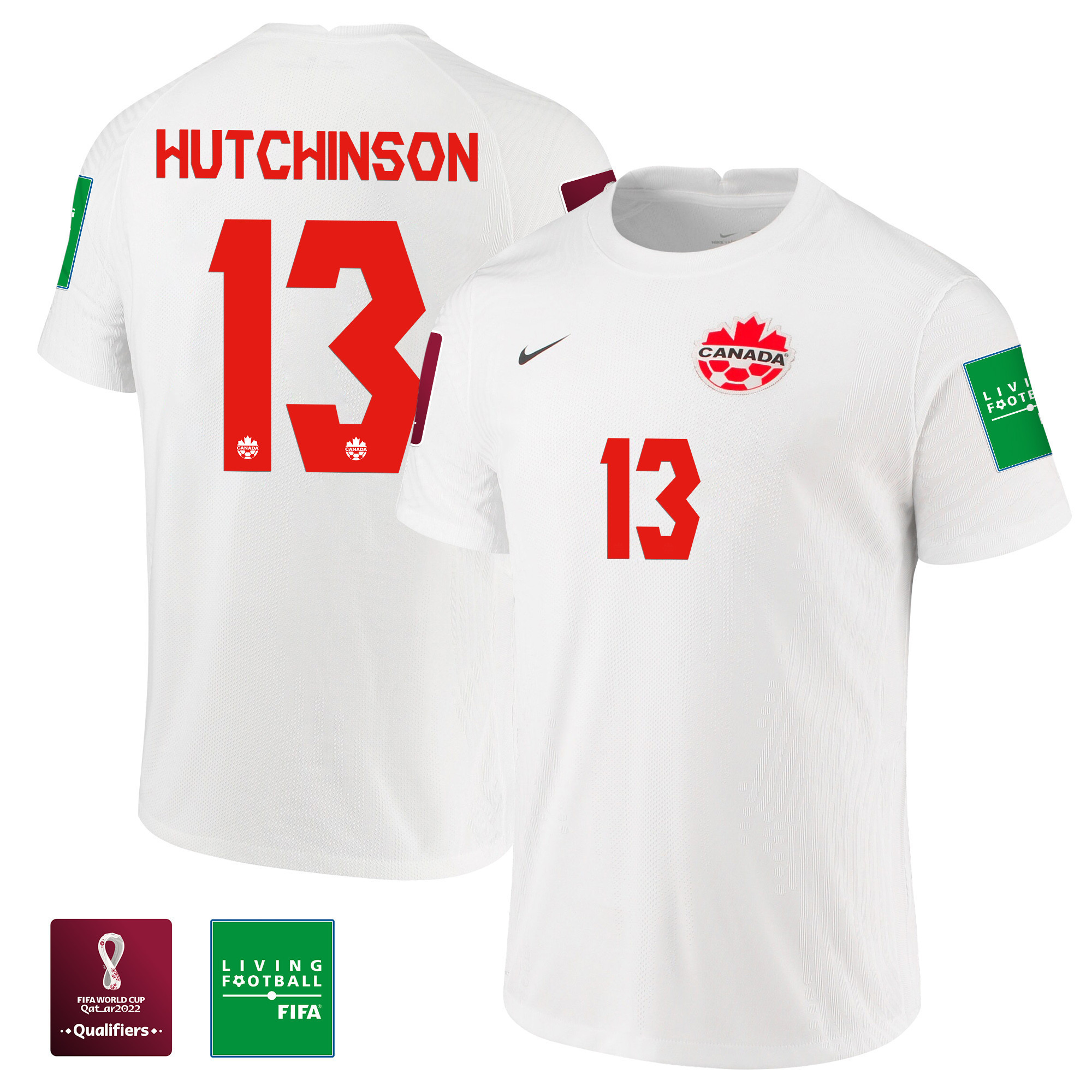 Atiba Hutchinson 13 Canada National Team FIFA World Cup Qatar 2022 Patch Away Soccer Jersey,