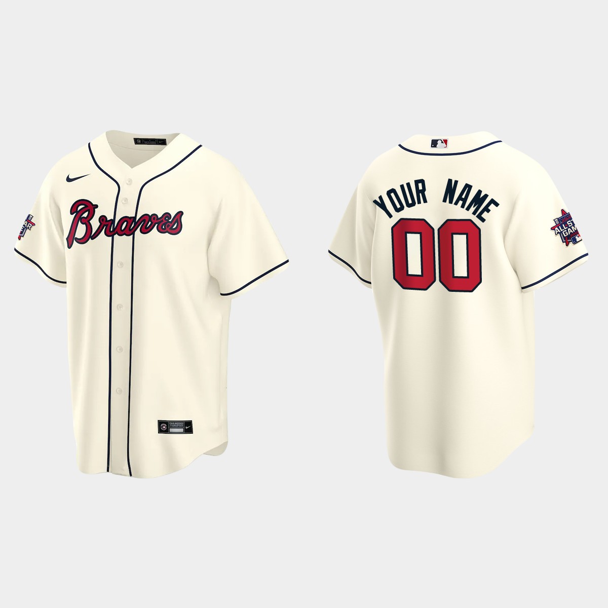 Atlanta Braves #00 Custom 2021 MLB All-Star Game Jersey – Cream