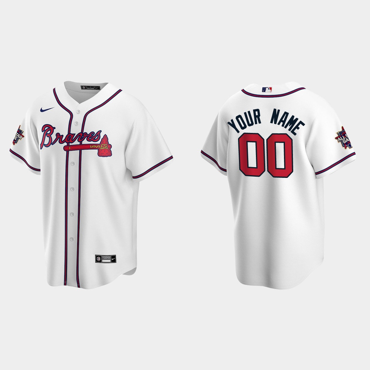 Atlanta Braves #00 Custom 2021 MLB All-Star Game Jersey – White