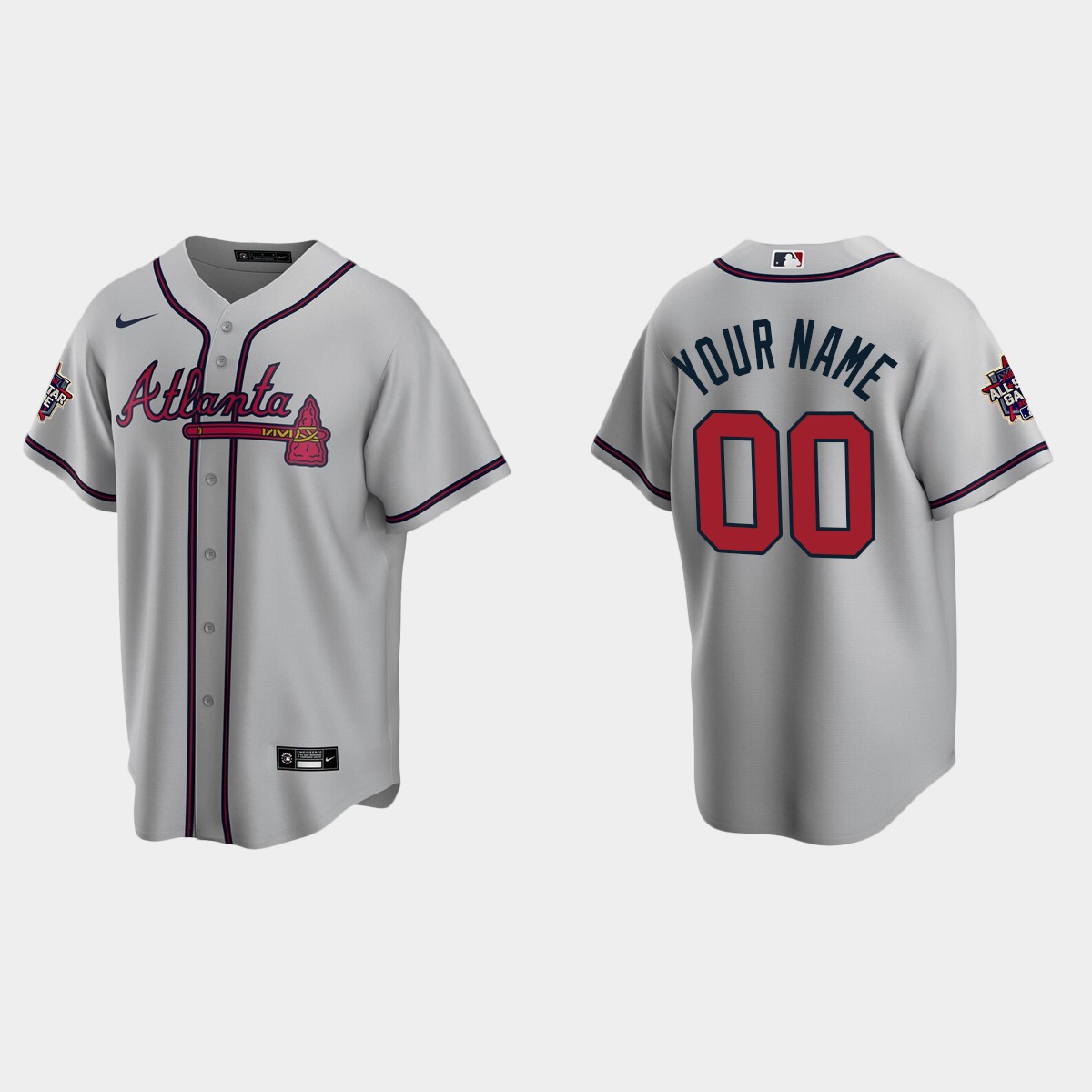 Atlanta Braves #00 Custom 2021 MLB All-Star Jersey – Gray
