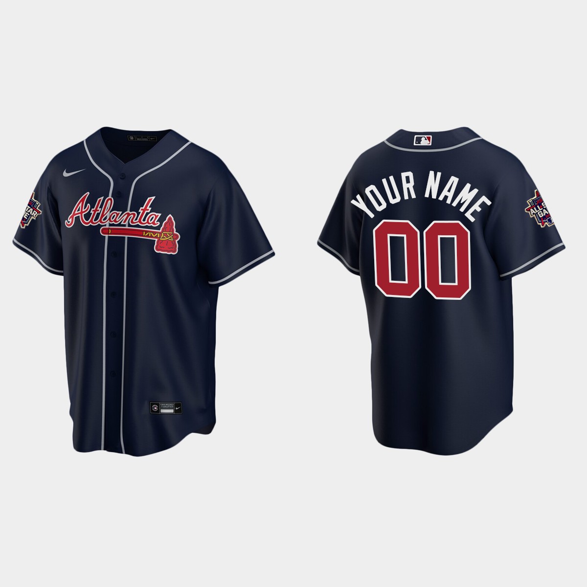 Atlanta Braves #00 Custom 2021 MLB All-Star Jersey – Navy
