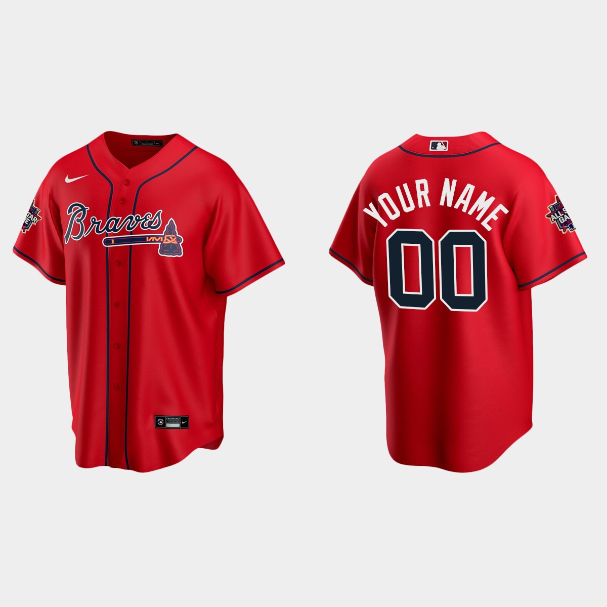 Atlanta Braves #00 Custom 2021 MLB All-Star Jersey – Red