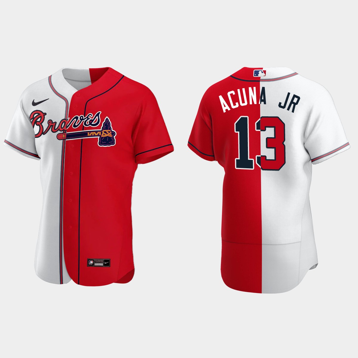 Atlanta Braves #13 Ronald Acuna Jr. Split Jersey - White Red