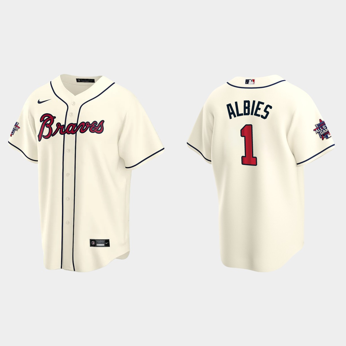 Atlanta Braves #1 Ozzie Albies 2021 MLB All-Star Game Jersey – Cream