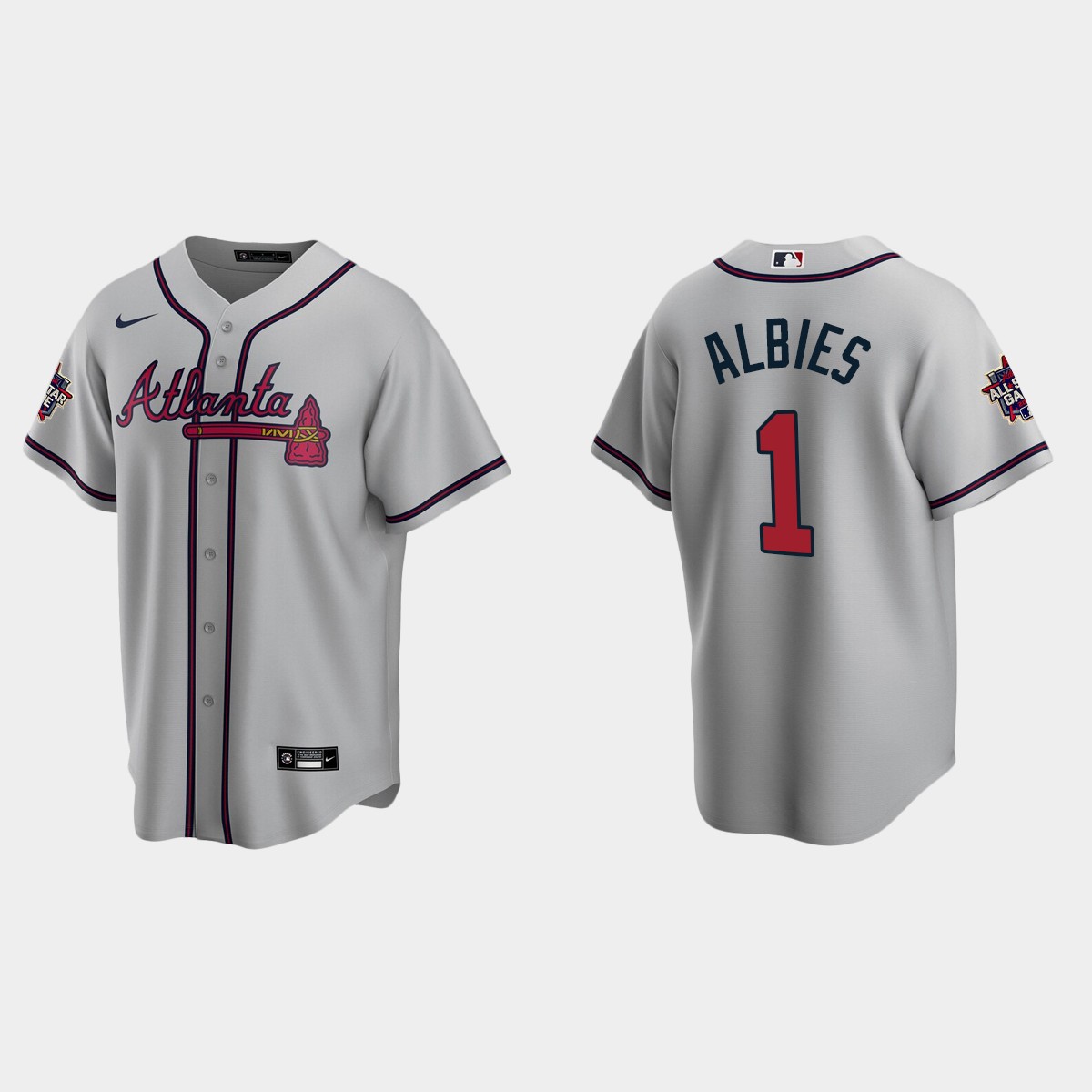 Atlanta Braves #1 Ozzie Albies 2021 MLB All-Star Jersey – Gray