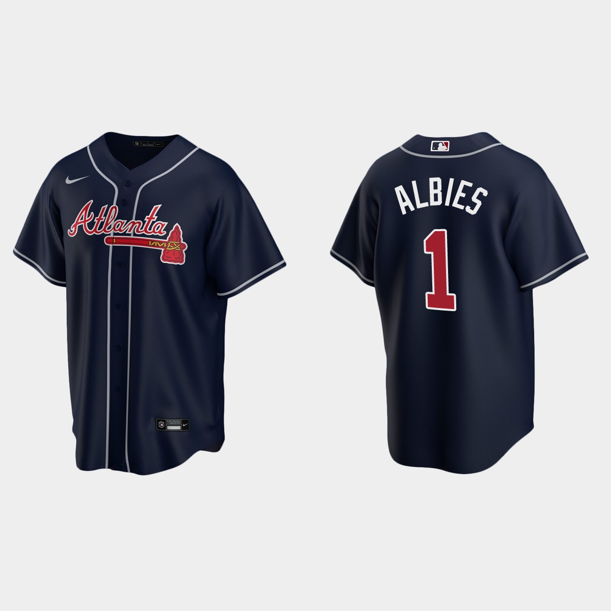 Atlanta Braves #1 Ozzie Albies Navy 2020 Alternate Jersey