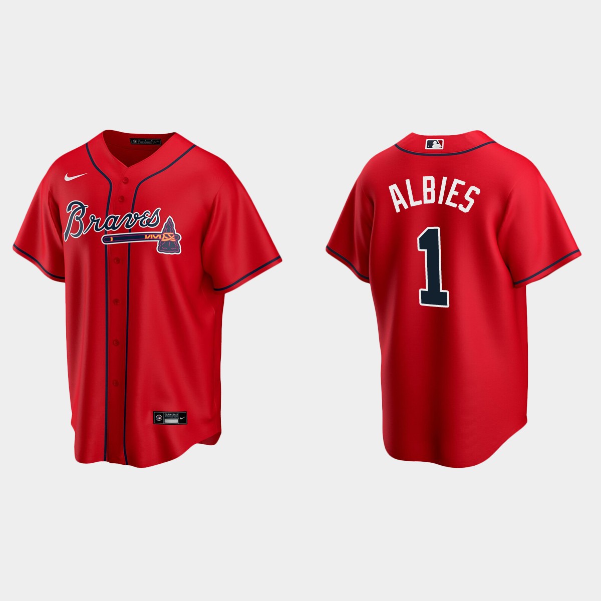 Atlanta Braves #1 Ozzie Albies Red 2020 Alternate Jersey