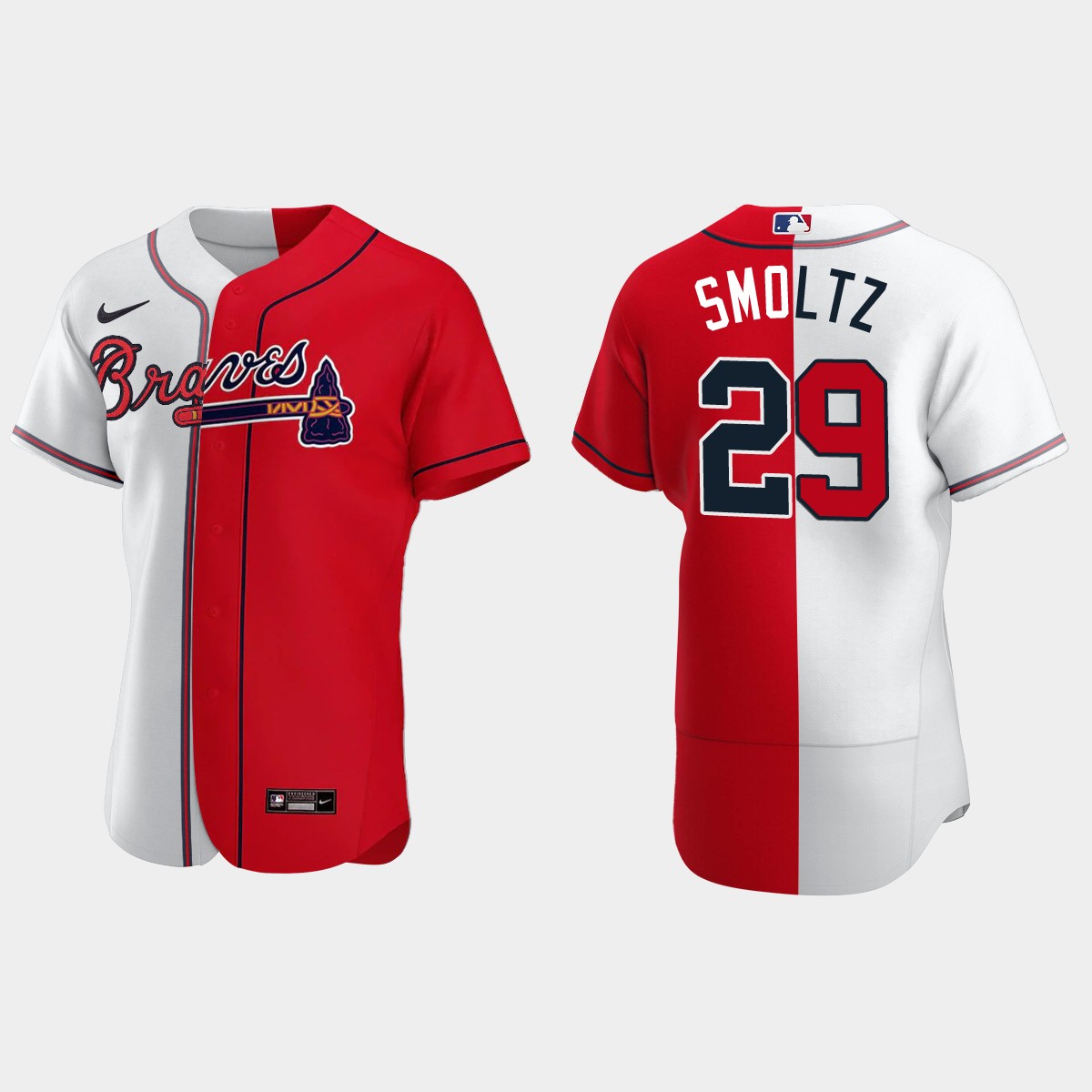Atlanta Braves #29 John Smoltz Split Jersey - White Red