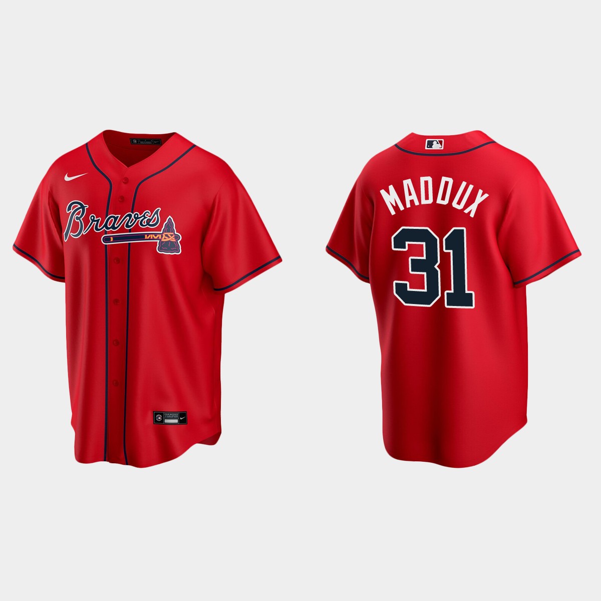 Atlanta Braves #31 Greg Maddux Red 2020 Alternate Jersey