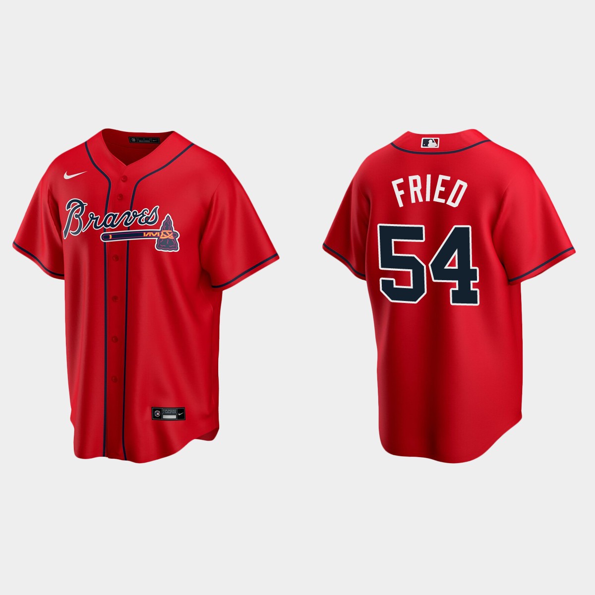 Atlanta Braves #54 Max Fried Red 2020 Alternate Jersey