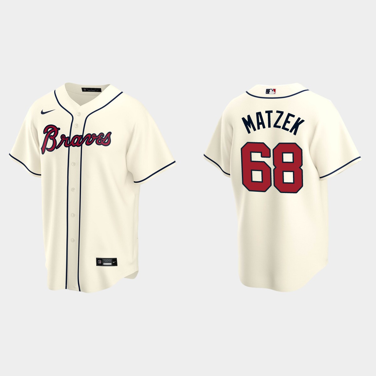 Atlanta Braves #68 Tyler Matzek Alternate Jersey - Cream