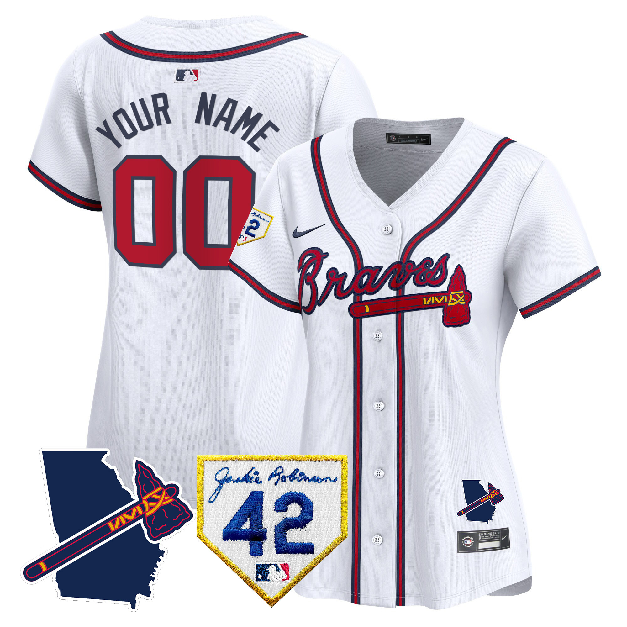 Atlanta Braves 2024 Robinson & Georgia Patch Vapor Premier Limited Custom White Jersey - All Stitched