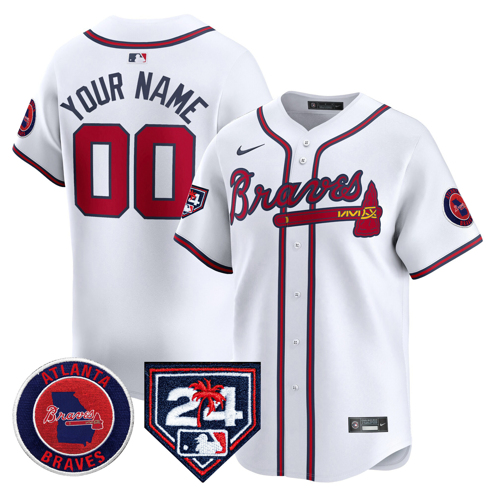 Atlanta Braves 2024 Spring Training Patch Vapor Premier Limited Custom White Jersey - All Stitched