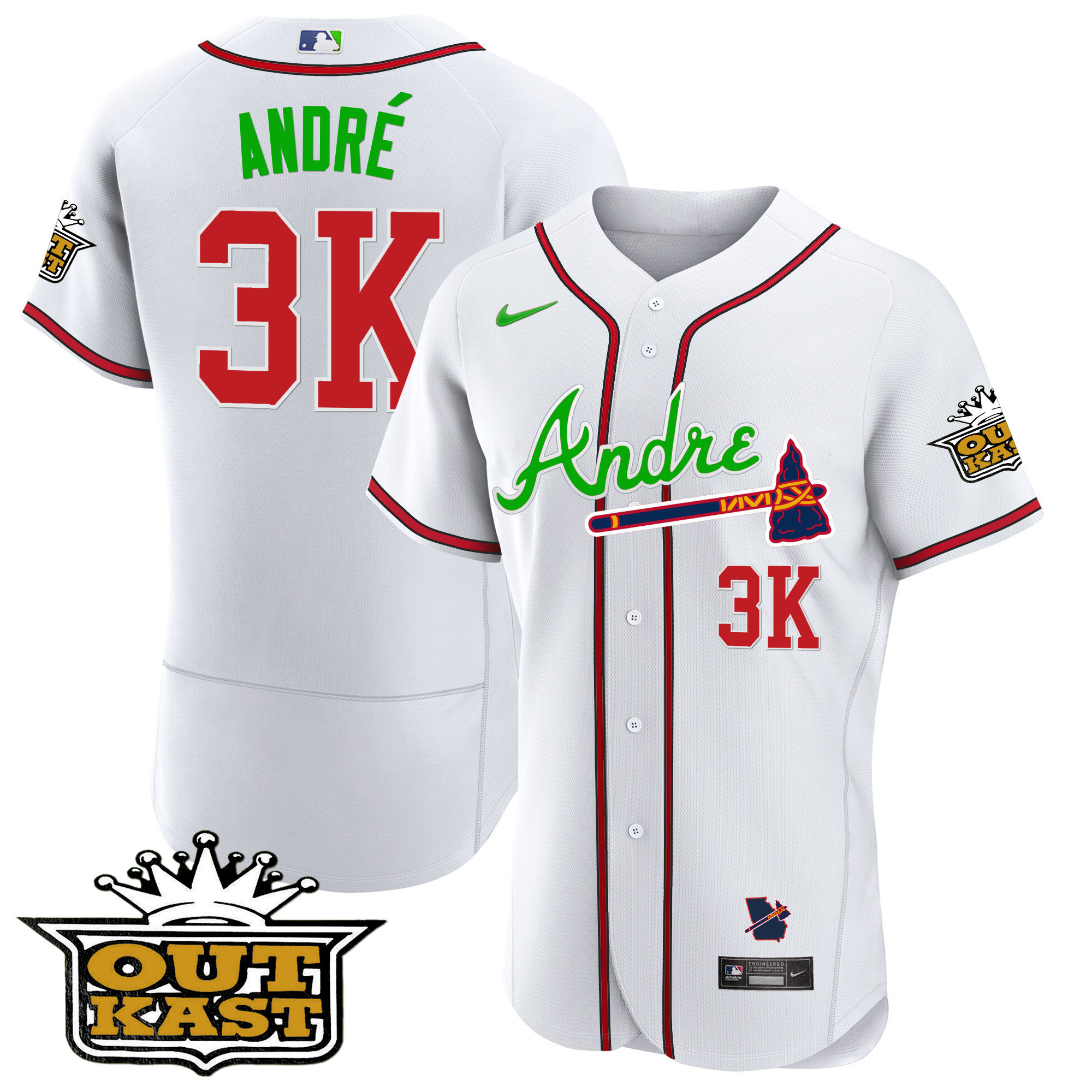 Atlanta Braves Andre Flex Base White Jersey - All Stitched