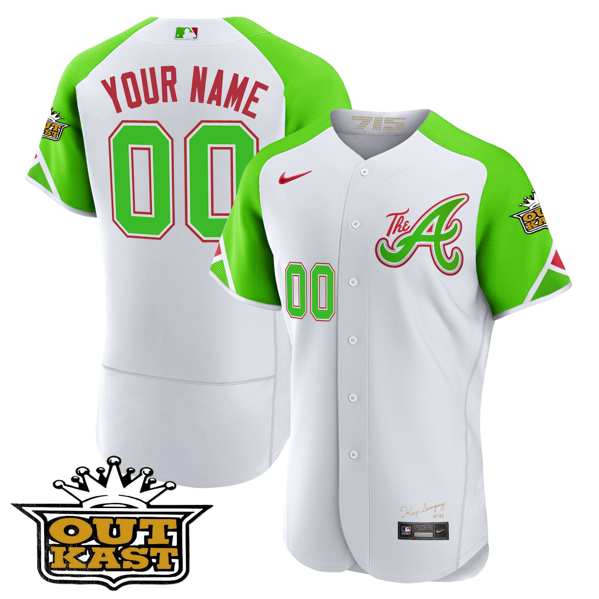 Atlanta Braves Atliens 2023 City Connect Bright Green Baseball Custom Flex Bright Green Jersey - All Stitched