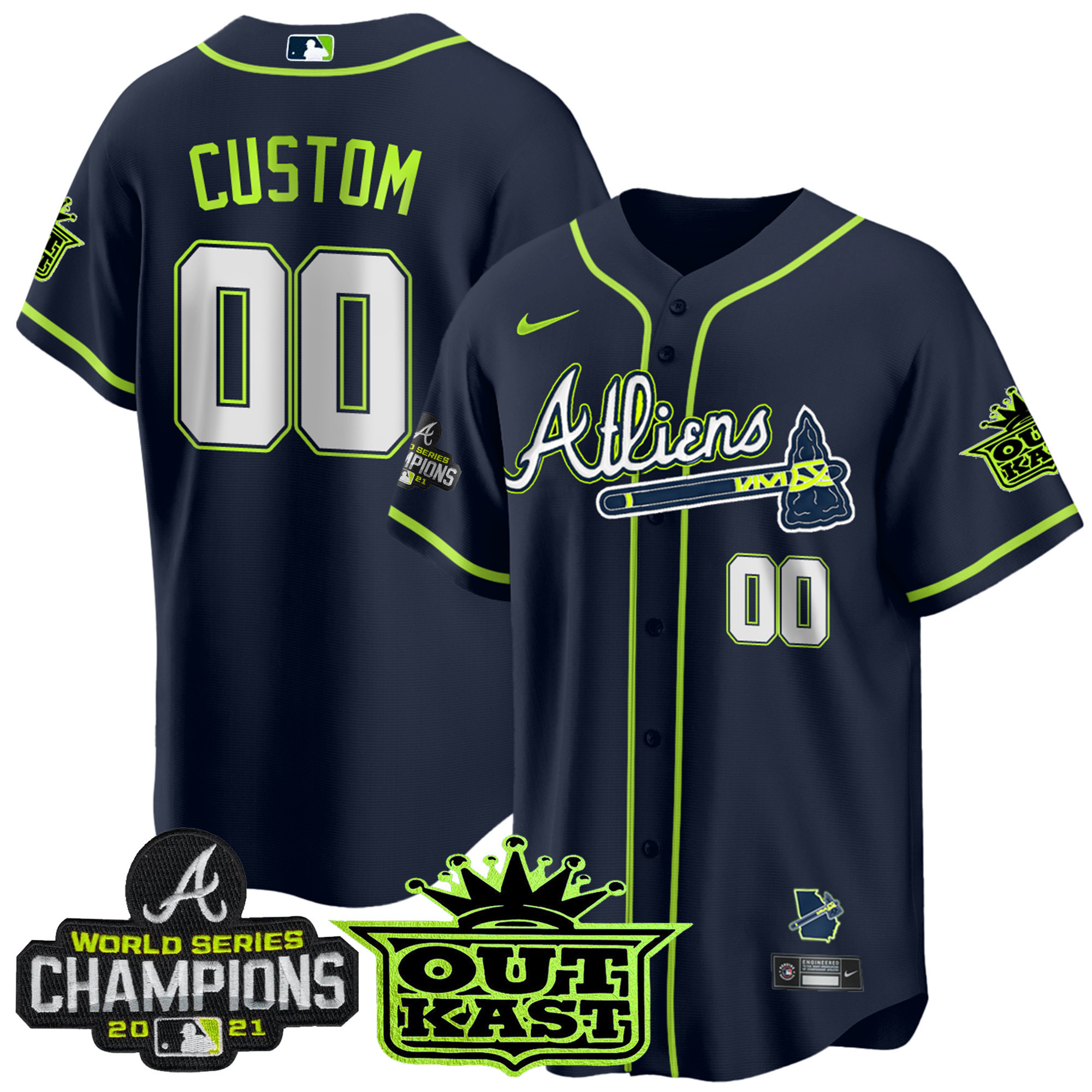 Atlanta Braves Atliens Champions Cool Base Custom Jersey - All Stitched